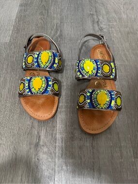 naughty monkey Yellow and Blue Beaded Women's Sandals